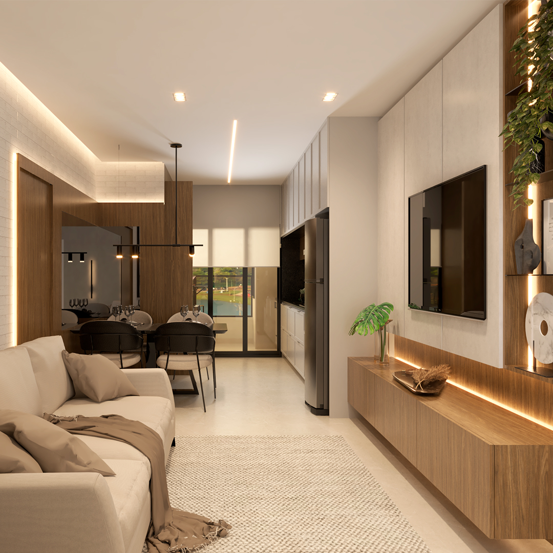 Apartamento Decorado Edifício Atena, projeto de interiores assinado por Marina Maiorki